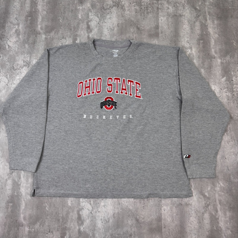 Pro Player Ohio State Shirt Mens XL Gray Long Sleeve NCAA Football Y2K Thermal